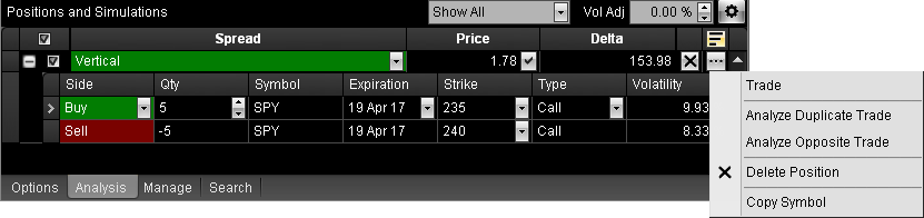 OptionStation Pro, Positions and Simulations