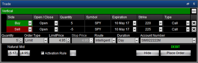 OptionStation Pro Trade Bar